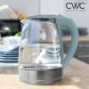 COOK WITH COLOR Electric Tea Kettle, 1.8L Cordless Hot Water Boiler, 1200W Rapid Boil, Auto Shutoff & Boil Dry Protection, BPA-Free, Sleek Countertop Design, Cream(Slate Blue)