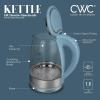 COOK WITH COLOR Electric Tea Kettle, 1.8L Cordless Hot Water Boiler, 1200W Rapid Boil, Auto Shutoff & Boil Dry Protection, BPA-Free, Sleek Countertop Design, Cream(Slate Blue)