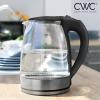 COOK WITH COLOR Electric Tea Kettle, 1.8L Cordless Hot Water Boiler, 1200W Rapid Boil, Auto Shutoff & Boil Dry Protection, BPA-Free, Sleek Countertop Design, Cream(Black)