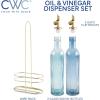 COOK WITH COLOR Glass Olive Oil Bottle Dispenser – 2 Pack- 17oz Oil and Vinegar Cruet – Olive Oil Carafe Decanter for Kitchen(Blue)