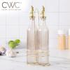 COOK WITH COLOR Glass Olive Oil Bottle Dispenser – 2 Pack- 17oz Oil and Vinegar Cruet – Olive Oil Carafe Decanter for Kitchen(Brown)