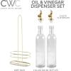 COOK WITH COLOR Glass Olive Oil Bottle Dispenser – 2 Pack- 17oz Oil and Vinegar Cruet – Olive Oil Carafe Decanter for Kitchen(Clear)