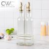 COOK WITH COLOR Glass Olive Oil Bottle Dispenser – 2 Pack- 17oz Oil and Vinegar Cruet – Olive Oil Carafe Decanter for Kitchen(Clear)