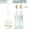COOK WITH COLOR Glass Olive Oil Bottle Dispenser – 2 Pack- 17oz Oil and Vinegar Cruet – Olive Oil Carafe Decanter for Kitchen(Green)