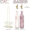 COOK WITH COLOR Glass Olive Oil Bottle Dispenser – 2 Pack- 17oz Oil and Vinegar Cruet – Olive Oil Carafe Decanter for Kitchen(Pink)