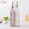 COOK WITH COLOR Glass Olive Oil Bottle Dispenser – 2 Pack- 17oz Oil and Vinegar Cruet – Olive Oil Carafe Decanter for Kitchen(Pink)