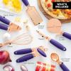COOK WITH COLOR Kitchen Gadget Set Copper Plated Stainless Steel Utensils with Soft Touch Handles, Copper Navy, 7 Pieces(Copper Lavender)