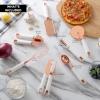 COOK WITH COLOR Kitchen Gadget Set Copper Plated Stainless Steel Utensils with Soft Touch Handles, Copper Navy, 7 Pieces(Copper White)