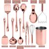 COOK WITH COLOR Kitchen Utensil Set – 10-piece premium Nonstick & Heat Resistant Kitchen Gadgets, Turner, Spaghetti Server, Serving Spoons, Whisk, Tongs, Masher & Utensil Holder, Stainless Steel(Rose Gold)