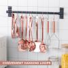 COOK WITH COLOR Kitchen Utensil Set – 10-piece premium Nonstick & Heat Resistant Kitchen Gadgets, Turner, Spaghetti Server, Serving Spoons, Whisk, Tongs, Masher & Utensil Holder, Stainless Steel(Rose Gold)