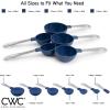 COOK WITH COLOR Measuring Cups Set and Measuring Spoon Set, Stainless Steel Handles, Nesting Kitchen Measuring Set, Liquid Measuring Cup Set, 12 PC Stainless Steel, Black(Navy)