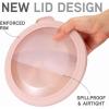 COOK WITH COLOR Mixing Bowls with TPR Lids – 12 Piece Plastic Nesting Bowls Set includes 6 Prep Bowls and 6 Lids, Microwave Safe Mixing Bowl Set (Blue and White)(Pink Ombre TPR Lids)