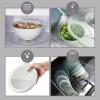 COOK WITH COLOR Mixing Bowls with TPR Lids – 12 Piece Plastic Nesting Bowls Set includes 6 Prep Bowls and 6 Lids, Microwave Safe Mixing Bowl Set (Blue and White)(Sage TPR Lids)