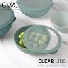 COOK WITH COLOR Mixing Bowls with TPR Lids – 12 Piece Plastic Nesting Bowls Set includes 6 Prep Bowls and 6 Lids, Microwave Safe Mixing Bowl Set (Blue and White)(Green Diamond)