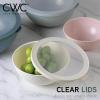 COOK WITH COLOR Mixing Bowls with TPR Lids – 12 Piece Plastic Nesting Bowls Set includes 6 Prep Bowls and 6 Lids, Microwave Safe Mixing Bowl Set (Blue and White)(Teal Embossed)
