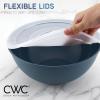 COOK WITH COLOR Mixing Bowls with TPR Lids – 12 Piece Plastic Nesting Bowls Set includes 6 Prep Bowls and 6 Lids, Microwave Safe Mixing Bowl Set (Blue and White)(Blue Ombre)