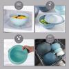 COOK WITH COLOR Mixing Bowls with TPR Lids – 12 Piece Plastic Nesting Bowls Set includes 6 Prep Bowls and 6 Lids, Microwave Safe Mixing Bowl Set (Blue and White)(Blue Rhombus)
