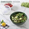 COOK WITH COLOR Mixing Bowls with TPR Lids – 12 Piece Plastic Nesting Bowls Set includes 6 Prep Bowls and 6 Lids, Microwave Safe Mixing Bowl Set (Blue and White)(Sage Rhombus)