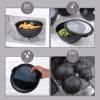 COOK WITH COLOR Mixing Bowls with TPR Lids – 12 Piece Plastic Nesting Bowls Set includes 6 Prep Bowls and 6 Lids, Microwave Safe Mixing Bowl Set (Blue and White)(Black Rhombus)