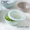 COOK WITH COLOR Mixing Bowls with TPR Lids – 12 Piece Plastic Nesting Bowls Set includes 6 Prep Bowls and 6 Lids, Microwave Safe Mixing Bowl Set (Blue and White)(Mint Rhombus)