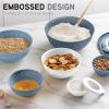 COOK WITH COLOR Mixing Bowls with TPR Lids – 12 Piece Plastic Nesting Bowls Set includes 6 Prep Bowls and 6 Lids, Microwave Safe Mixing Bowl Set (Blue and White)(Denim Diamond)