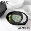 COOK WITH COLOR Mixing Bowls with TPR Lids – 12 Piece Plastic Nesting Bowls Set includes 6 Prep Bowls and 6 Lids, Microwave Safe Mixing Bowl Set (Blue and White)(Black and White Diamond)