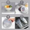 COOK WITH COLOR Mixing Bowls with TPR Lids – 12 Piece Plastic Nesting Bowls Set includes 6 Prep Bowls and 6 Lids, Microwave Safe Mixing Bowl Set (Blue and White)(Grey TPR Lids)