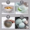 COOK WITH COLOR Mixing Bowls with TPR Lids – 12 Piece Plastic Nesting Bowls Set includes 6 Prep Bowls and 6 Lids, Microwave Safe Mixing Bowl Set (Blue and White)(Mint Rhombus)