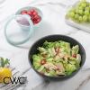 COOK WITH COLOR Mixing Bowls with TPR Lids – 12 Piece Plastic Nesting Bowls Set includes 6 Prep Bowls and 6 Lids, Microwave Safe Mixing Bowl Set (Blue and White)(Mint TPR Lids)