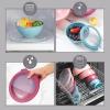 COOK WITH COLOR Mixing Bowls with TPR Lids – 12 Piece Plastic Nesting Bowls Set includes 6 Prep Bowls and 6 Lids, Microwave Safe Mixing Bowl Set (Blue and White)(Multi/Navy TPR Lids)