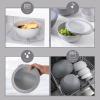 COOK WITH COLOR Mixing Bowls with TPR Lids – 12 Piece Plastic Nesting Bowls Set includes 6 Prep Bowls and 6 Lids, Microwave Safe Mixing Bowl Set (Blue and White)(Grey Rhombus)