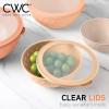 COOK WITH COLOR Mixing Bowls with TPR Lids – 12 Piece Plastic Nesting Bowls Set includes 6 Prep Bowls and 6 Lids, Microwave Safe Mixing Bowl Set (Blue and White)(Orange Diamond)