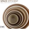 COOK WITH COLOR Mixing Bowls with TPR Lids – 12 Piece Plastic Nesting Bowls Set includes 6 Prep Bowls and 6 Lids, Microwave Safe Mixing Bowl Set (Blue and White)(Brown TPR Lids)