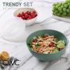 COOK WITH COLOR Mixing Bowls with TPR Lids – 12 Piece Plastic Nesting Bowls Set includes 6 Prep Bowls and 6 Lids, Microwave Safe Mixing Bowl Set (Blue and White)(Sage)