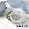 COOK WITH COLOR Mixing Bowls with TPR Lids – 12 Piece Plastic Nesting Bowls Set includes 6 Prep Bowls and 6 Lids, Microwave Safe Mixing Bowl Set (Blue and White)(Denim Diamond)