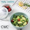 COOK WITH COLOR Mixing Bowls with TPR Lids – 12 Piece Plastic Nesting Bowls Set includes 6 Prep Bowls and 6 Lids, Microwave Safe Mixing Bowl Set (Blue and White)(Teal TPR Lids)