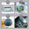 COOK WITH COLOR Mixing Bowls with TPR Lids – 12 Piece Plastic Nesting Bowls Set includes 6 Prep Bowls and 6 Lids, Microwave Safe Mixing Bowl Set (Blue and White)(Blue Tritan Lid)