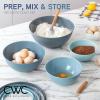 COOK WITH COLOR Mixing Bowls with TPR Lids – 12 Piece Plastic Nesting Bowls Set includes 6 Prep Bowls and 6 Lids, Microwave Safe Mixing Bowl Set (Blue and White)(Blue Tritan Lid)