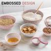 COOK WITH COLOR Mixing Bowls with TPR Lids – 12 Piece Plastic Nesting Bowls Set includes 6 Prep Bowls and 6 Lids, Microwave Safe Mixing Bowl Set (Blue and White)(Pink Diamond)