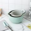 COOK WITH COLOR Nesting Plastic Mixing Bowl Set with Pour Spouts and Handles, Pink, 4 Piece Non-Slip(Mint)