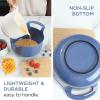 COOK WITH COLOR Nesting Plastic Mixing Bowl Set with Pour Spouts and Handles, Pink, 4 Piece Non-Slip(Ombre Blue)