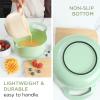 COOK WITH COLOR Nesting Plastic Mixing Bowl Set with Pour Spouts and Handles, Pink, 4 Piece Non-Slip(Ombre Mint)