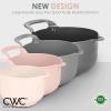 COOK WITH COLOR Nesting Plastic Mixing Bowl Set with Pour Spouts and Handles, Pink, 4 Piece Non-Slip(Pink)