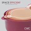COOK WITH COLOR Nesting Plastic Mixing Bowl Set with Pour Spouts and Handles, Pink, 4 Piece Non-Slip(Rose)