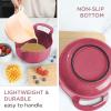 COOK WITH COLOR Nesting Plastic Mixing Bowl Set with Pour Spouts and Handles, Pink, 4 Piece Non-Slip(Rose)