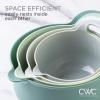 COOK WITH COLOR Nesting Plastic Mixing Bowl Set with Pour Spouts and Handles, Pink, 4 Piece Non-Slip(Sage)