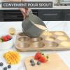 COOK WITH COLOR Nesting Plastic Mixing Bowl Set with Pour Spouts and Handles, Pink, 4 Piece Non-Slip(Speckled Charcoal)