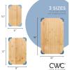 COOK WITH COLOR Non-Slip Cutting Board Set – Kitchen Essentials with Easy Grip Handle for Meat, Veggies, and Fruits, 3 Cutting Boards, Bamboo Non-Slip Grey(Bamboo Non-Slip Light Blue)