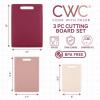 COOK WITH COLOR Non-Slip Cutting Board Set – Kitchen Essentials with Easy Grip Handle for Meat, Veggies, and Fruits, 3 Cutting Boards, Blue and White Marble(Rose)