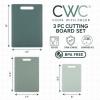 COOK WITH COLOR Non-Slip Cutting Board Set – Kitchen Essentials with Easy Grip Handle for Meat, Veggies, and Fruits, 3 Cutting Boards, Blue and White Marble(Mint)